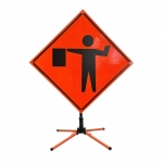 Roll Up Sign & Stand - 48 Inch Flagman Ahead Roll Up Reflective Traffic Sign